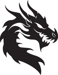 Black dragon silhouette offering a variety of dynamic poses and styles ideal for mythical or fantasy themes