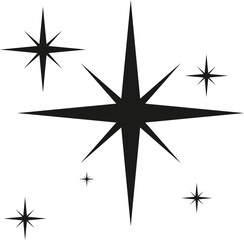 Black starburst with scattered twinkling effect vector icons