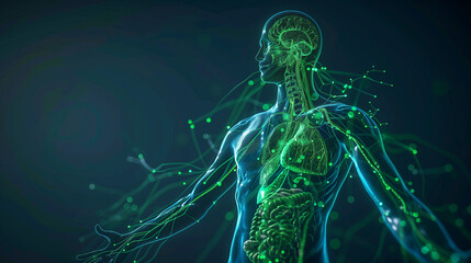 nerves, lymphatic system, nervous system, anatomy, biology, medical, health, science, neurons, dendrites, axons, nerve fibers, ganglia, synapses, myelin sheath, central nervous system