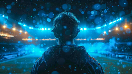 Rear view of a soccer playerat the stadium