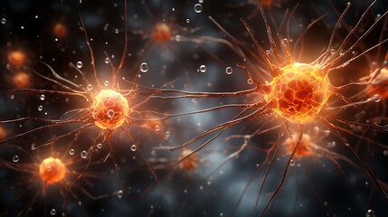 Fototapeta premium Microscopic Marvels: Stunning Neurons Illuminated Against the Dark Canvas of the Cosmos