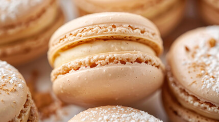 Close-Up of Sweet French Macarons in a Stack