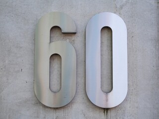 Nummer Zahl Ziffer 60 für Geburtstag oder Jubiläum