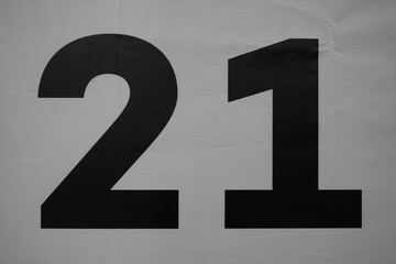 Nummer Zahl Ziffer 21 für Geburtstag oder Jubiläum