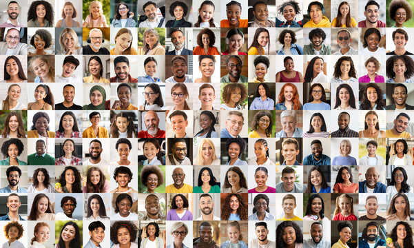 Seamless pattern of people headshots for design