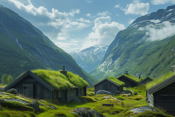 The most picturesque mountain valley in Europe, Innerdalen, is home to traditional wooden cottages...