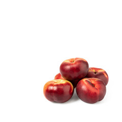 Set of fresh five whole plum fruit isolated on white background. clipping path included.