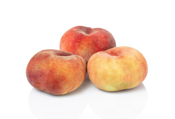 Set of fresh three whole plum fruit isolated on white background. clipping path included.