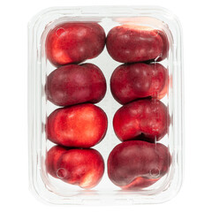 Eight whole in a pack plum fruit isolated on white background. clipping path included.