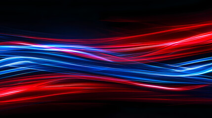 Abstract Red and Blue Light Trails on Dark Background