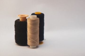 Sewing thread on white background for designers. Industrial. 