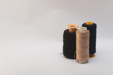 Sewing thread on white background for designers. Industrial. 