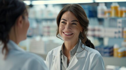 Smiling Pharmacist Consulting Customer - Powered by Adobe