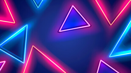 Fototapeta premium Vivid Neon Triangle Patterns Against a Dark Background