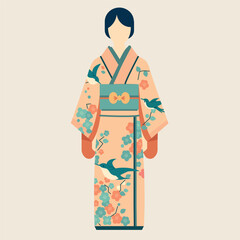 Kimono japones vector 2d colores planos 