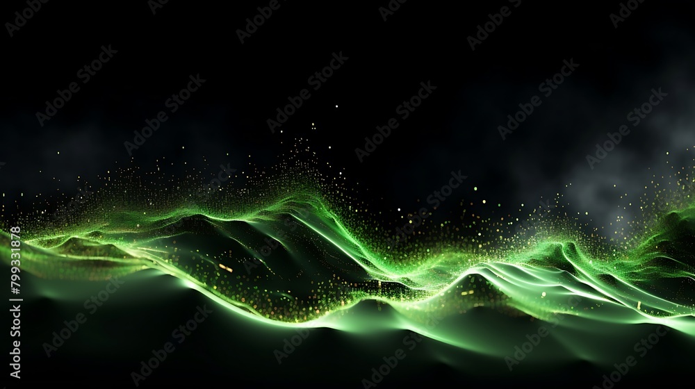 Poster mesmerizing green glitter: elegant patterns unfolding against a dark background