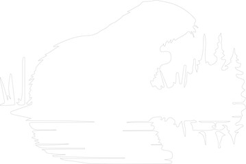 Obraz premium North American beaver outline