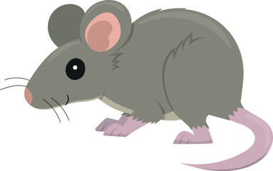 Mouse isolated on white background. Vector cartoon animal illustration for kids.