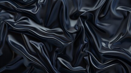 Close up of black satin fabric with large design
