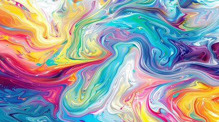 Vivid Swirls of Color in Fluid Art Painting - obrazy, fototapety, plakaty