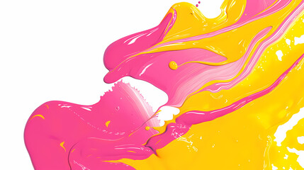 Vibrant Pink and Yellow Acrylic Paint Swirls - obrazy, fototapety, plakaty