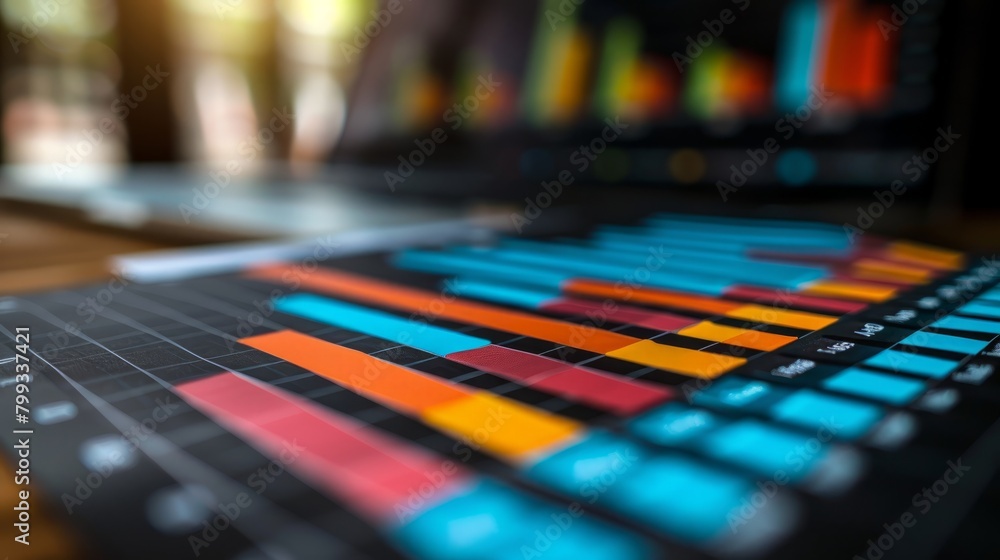 Poster a bar graph with bright colors representing different values.