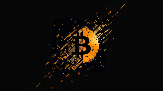 Encrypted Bitcoin Digital Blockchain Secure Wallet Data Transfer On Black Background