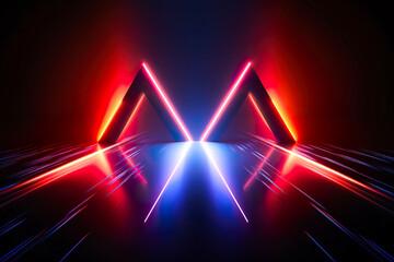 Futuristic Neon Triangle Light Display