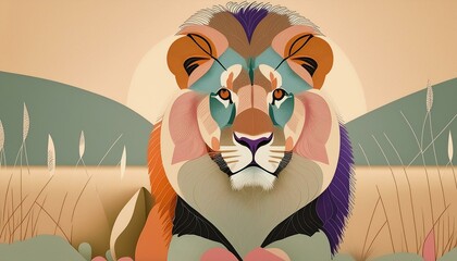 Naklejka premium lion, art, design, designer, Vector, artdesign, Generative AI