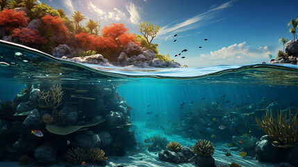 Coral reef in sea. Under water picture from ocean
