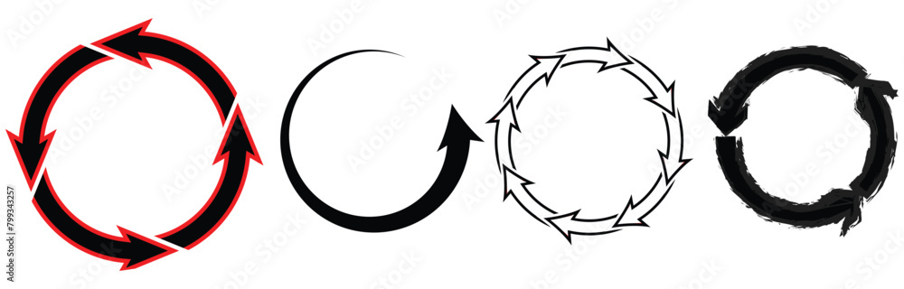 Poster circle arrow icon set. circular arrow icon, refresh, reload arrow icon symbol.