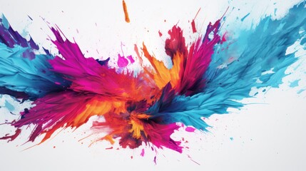 Explosion of Color: Vibrant Paint Splatter on White Background