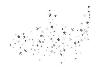 Abstract decorative pattern. Beautiful realistic banner with silver star of confetti on white background. Greeting card template. White background. Realistic vector illustration.