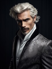 Elegant man with silver hair in a sophisticated suit