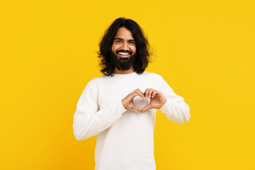 Indian Man Creating Heart Shape With Hands
