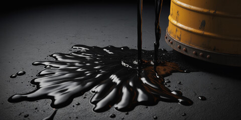 illustrazione di chiazza di petrolio che spilla da un barile