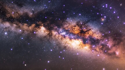 Naklejka premium Majestic Night Sky Filled With Countless Stars and Cosmic Clouds