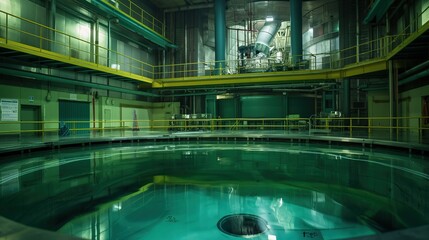 Industrial Nuclear Reactor Pool During Inactive Hours in a Secure Facility