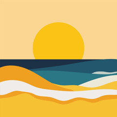 Minimalistic card poster background of a summer sunset