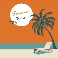 Minimalistic card poster of a summer sunset