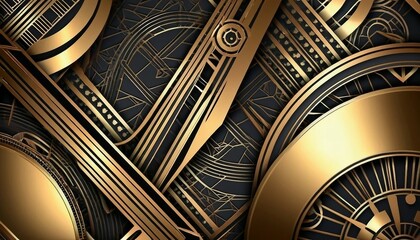 Art Deco Elegance: Background with Geometric Patterns and Metallic Accents