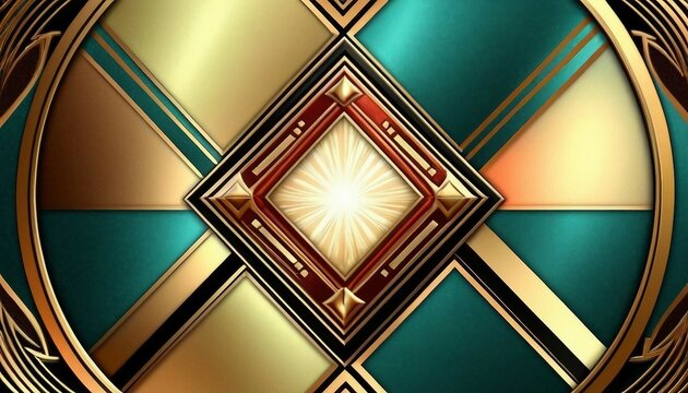 Art Deco Elegance: Background with Geometric Patterns and Metallic Accents