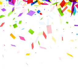 A lavish cascade of multicolored confetti floats through the air, portraying a lively scene of celebration and high spirits.