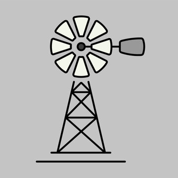 Wind pump flat vector icon