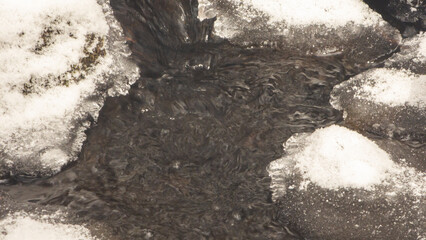 Pretty stream the Canadian forest winter in Quebec protected park