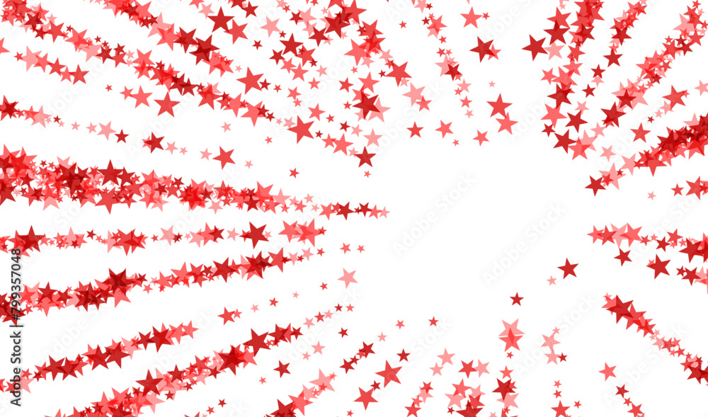 Poster a dynamic array of red stars bursting in a radial pattern on a white background, symbolizing celebra