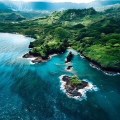 Top view of the islands of Hawaii