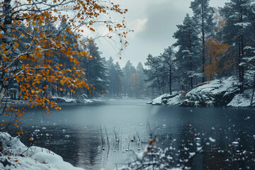 winter forest in the morning
