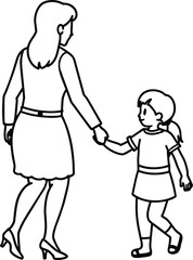 Silhouette mother with a child in her arms in nature. Vector illustration. Mother's Day