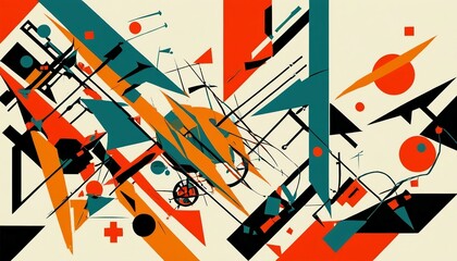 Dynamic Constructivism: Background Featuring Industrial Motifs and Dynamic Shapes